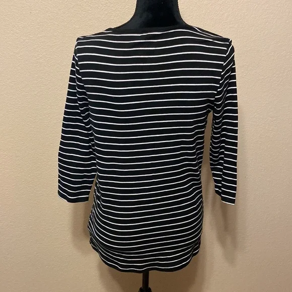 ❤️ 2 for $10 Black & White Stripe 3/4 Sleeve Shirt - Picture 3 of 7